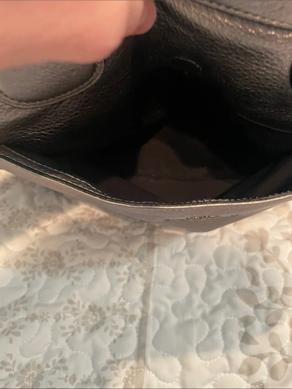 Coach Metallic Pewter Leather Shoulder Bag